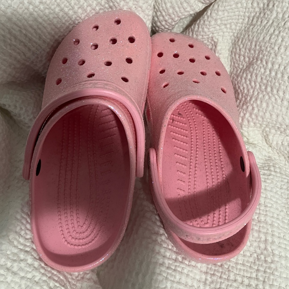 NEVER WORN Pink Glitter Crocs